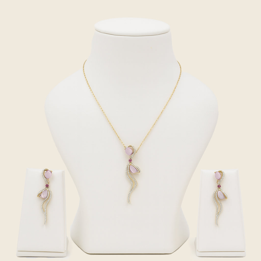 Aanura Floral Bow Necklace & Earrings Set