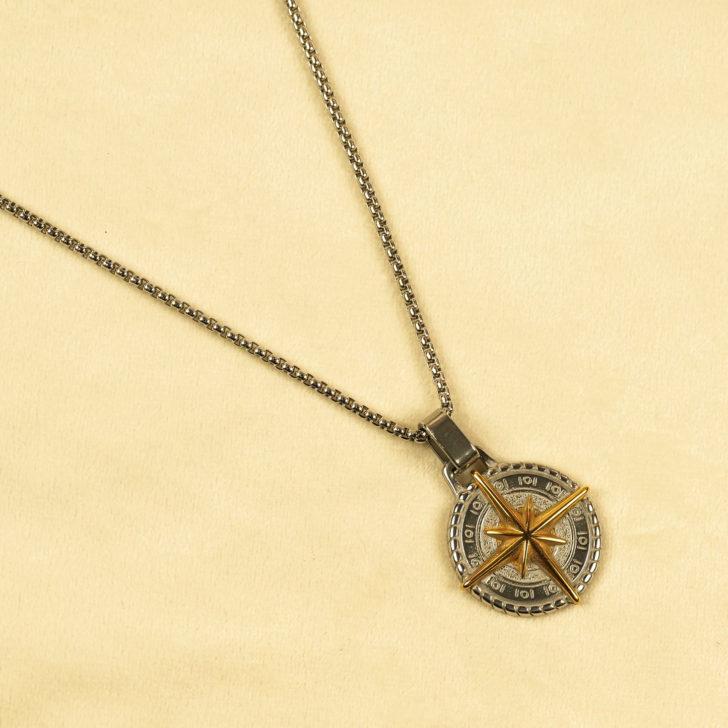 Aanura Dual-Tone Compass Chain For Men's