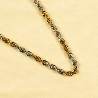Aanura Dual-Tone Rope Chain Necklace For Men