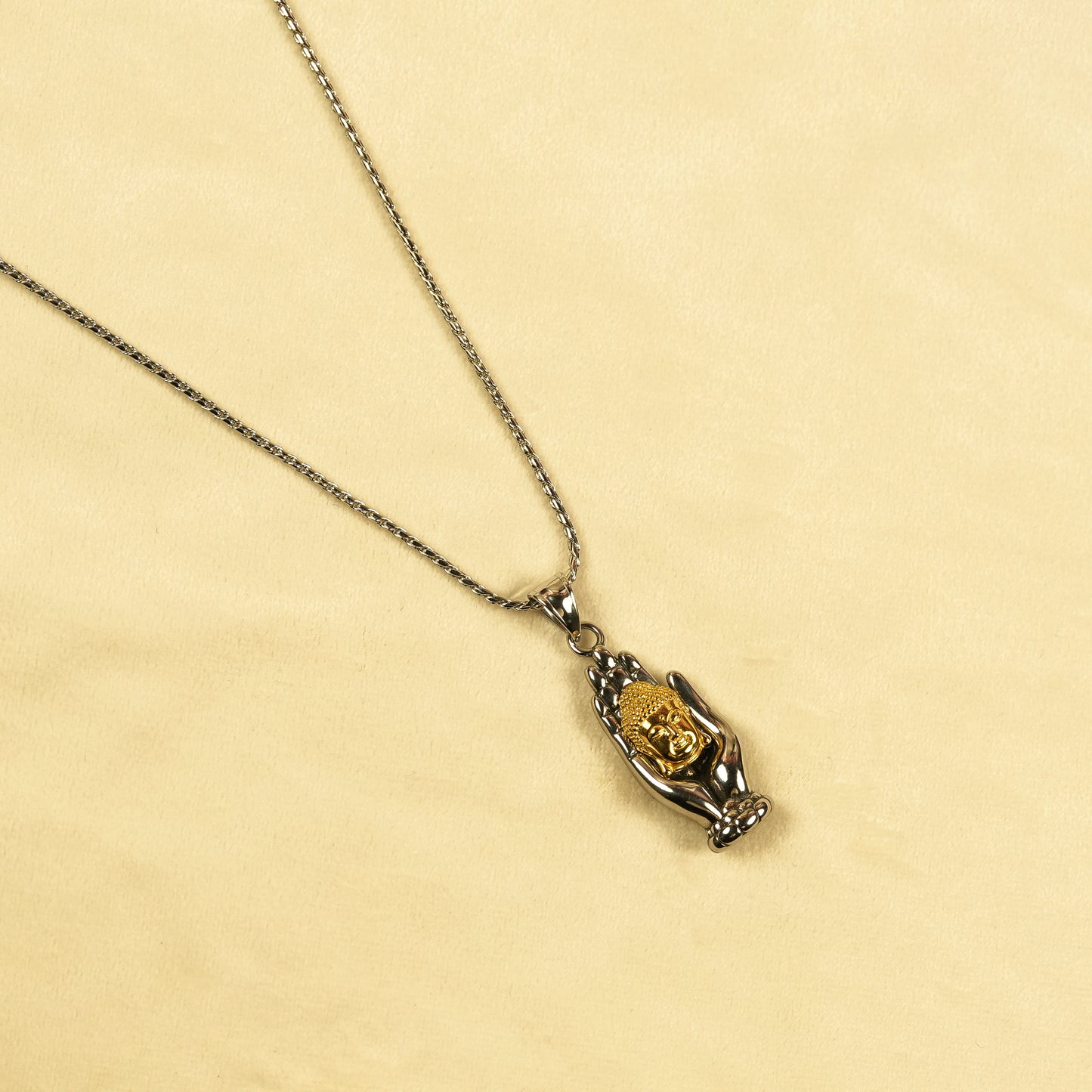 Aanura Dual-Tone Buddha Pendant Chain For Men