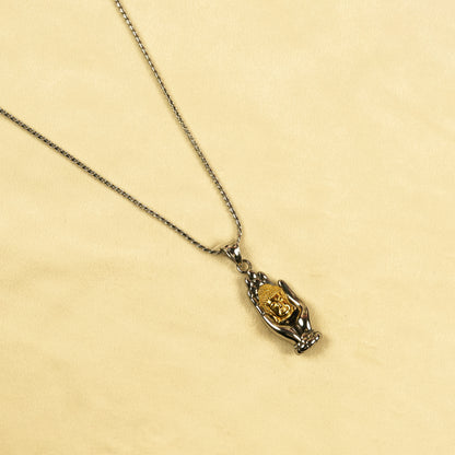 Aanura Dual-Tone Buddha Pendant Chain For Men