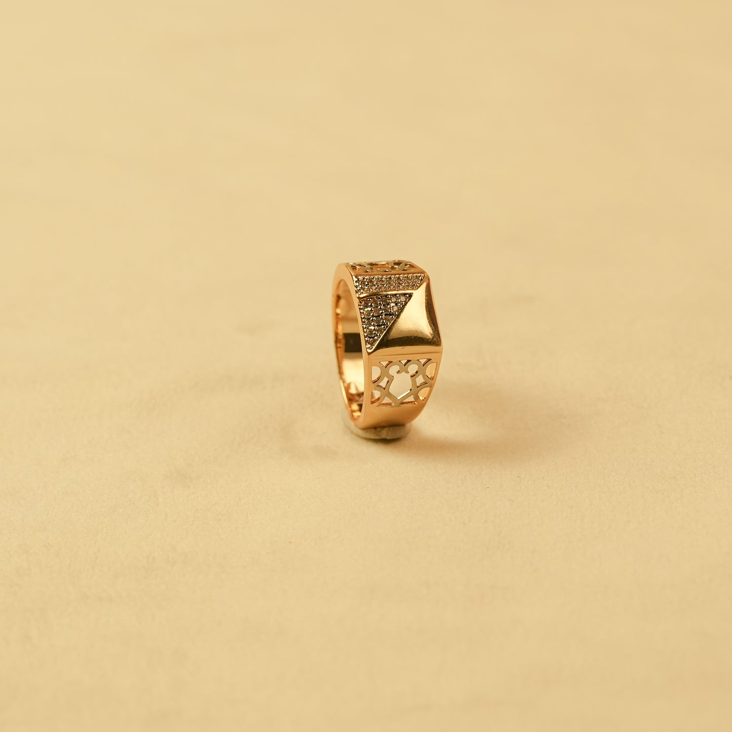 Aanura Gold-Plated Crystal Panel Ring For Men's