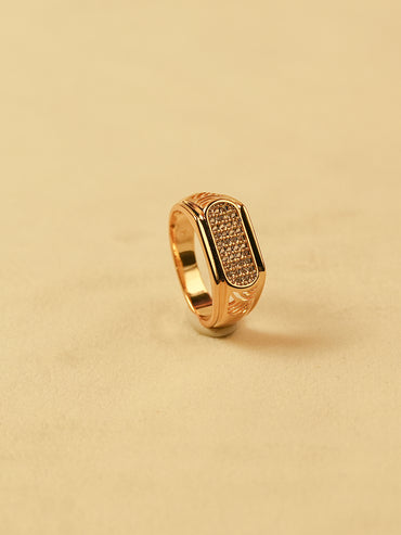 Aanura Gold-Plated Crystal Ring For Men's