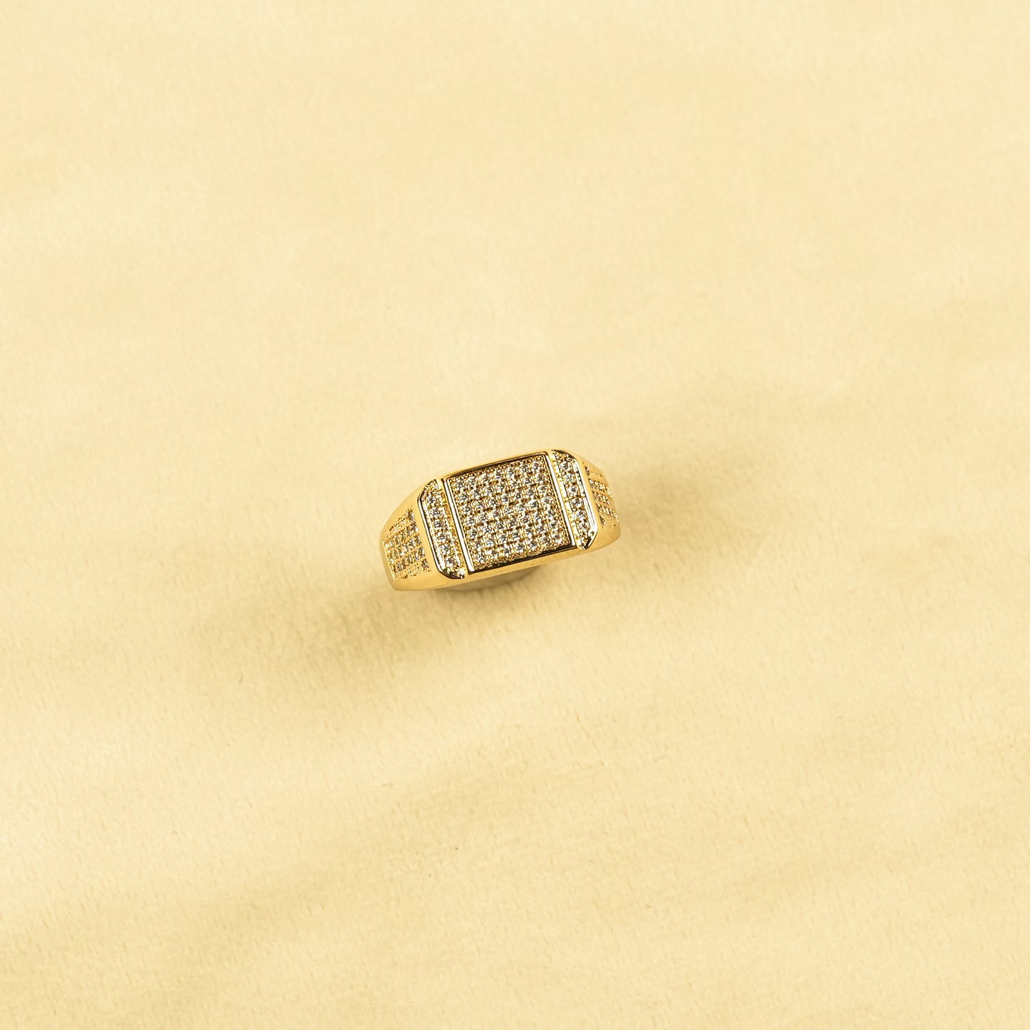 Aanura Gold-Plated Crystal Statement Ring For Men's