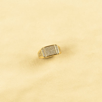 Aanura Gold-Plated Crystal Statement Ring For Men's