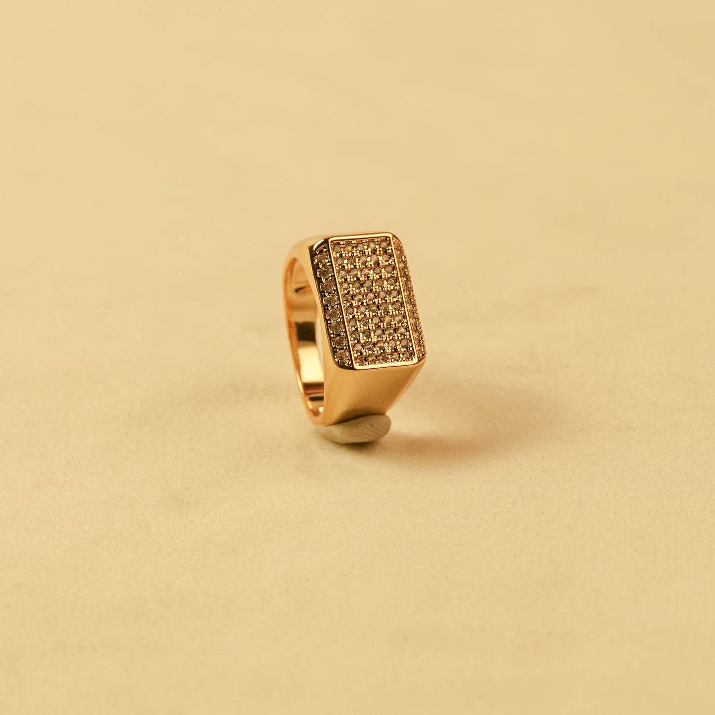 Aanura Gold-Plated Crystal Grid Ring For Men's