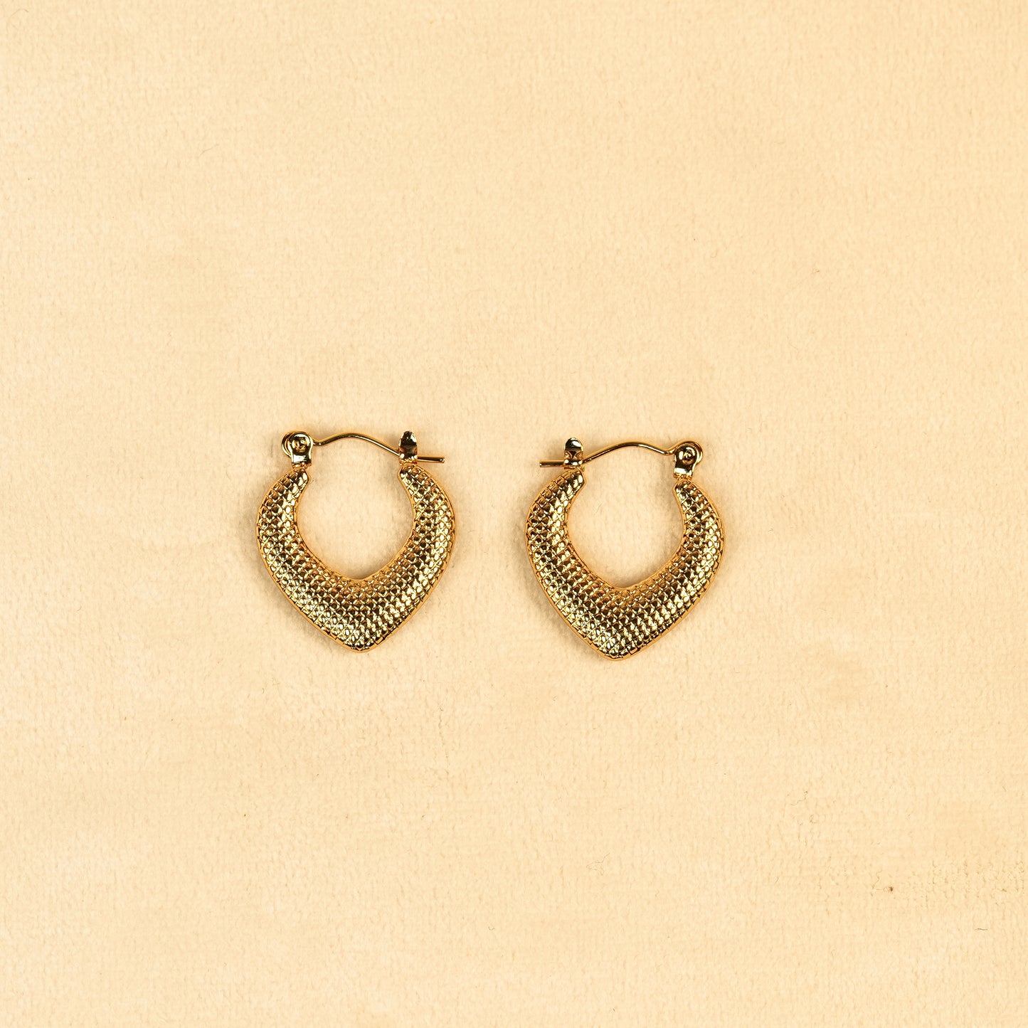Aanura Gold Plated Textured Hoop Earrings