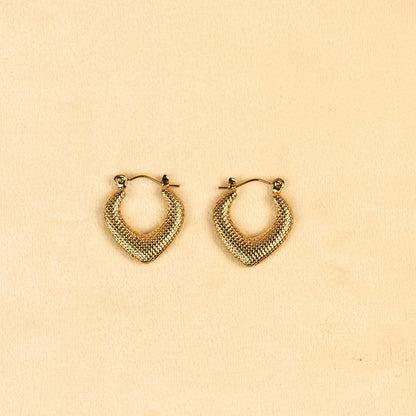Aanura Gold Plated Textured Hoop Earrings