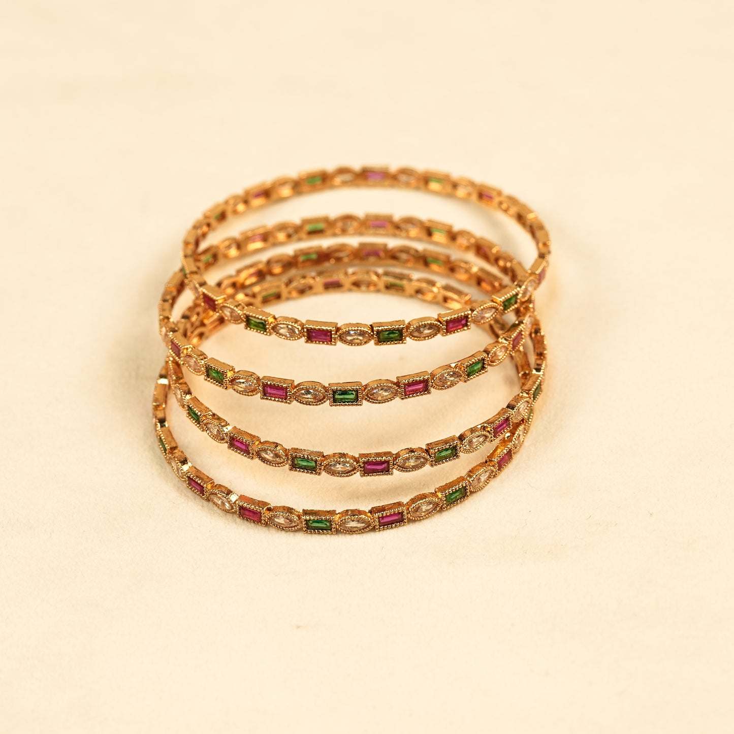 Aanura Gold Plated Multistone Slim Bangle