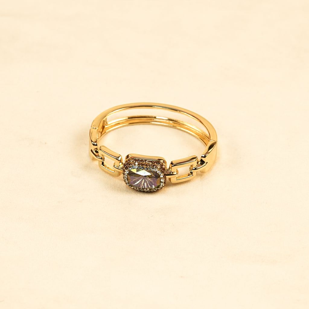 Aanura Gold Stainless Steel Crystal Bangle Bracelet