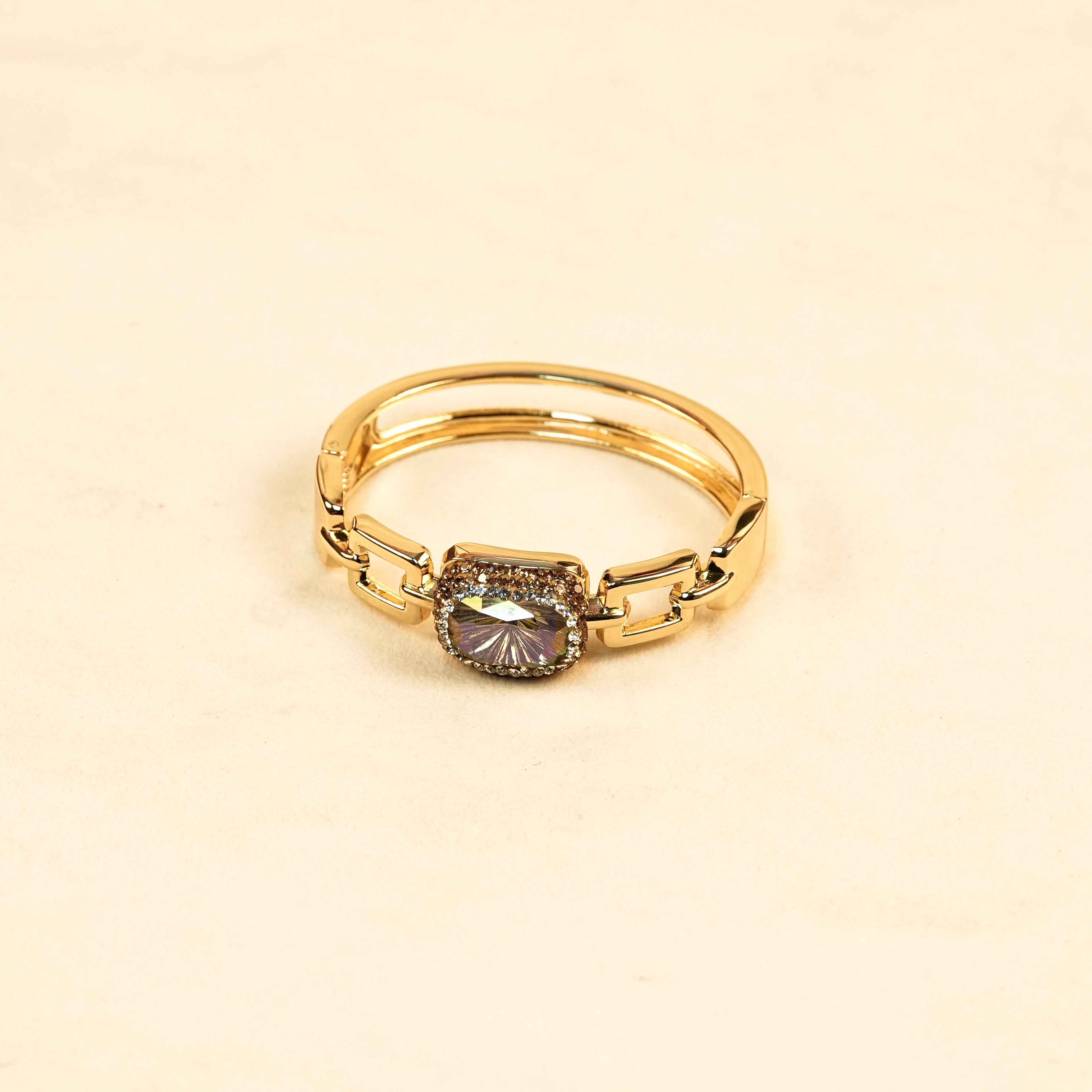 Aanura Gold Stainless Steel Crystal Bangle Bracelet