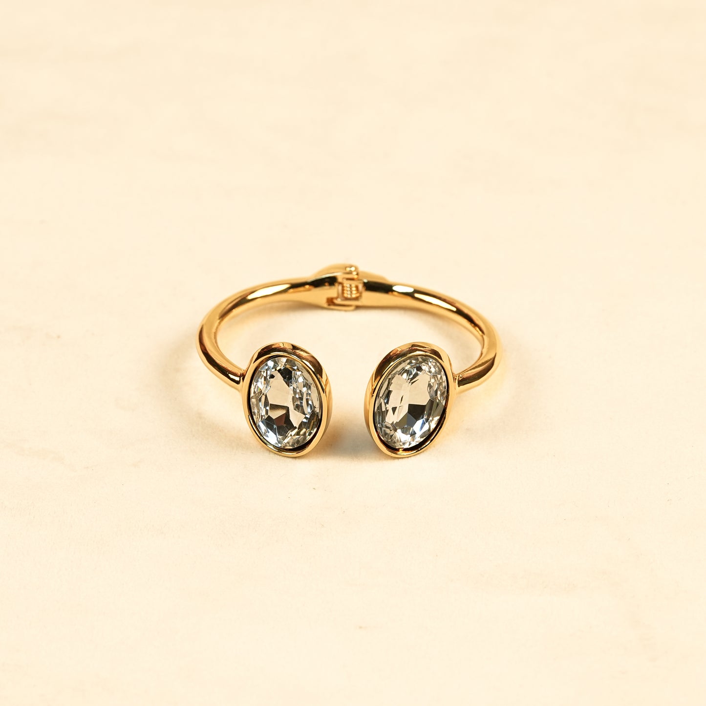 Aanura Gold Stainless Steel Dual-Stone Bangle Bracelet