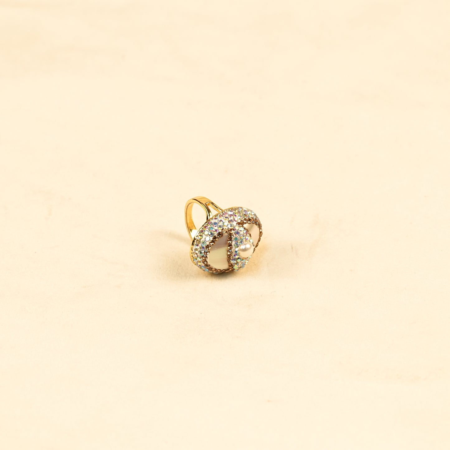 Aanura Gold Stainless Steel Pearl Statement Ring