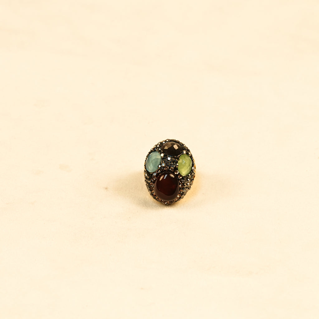 Aanura Gold Stainless Steel Multi-Stone Statement Ring
