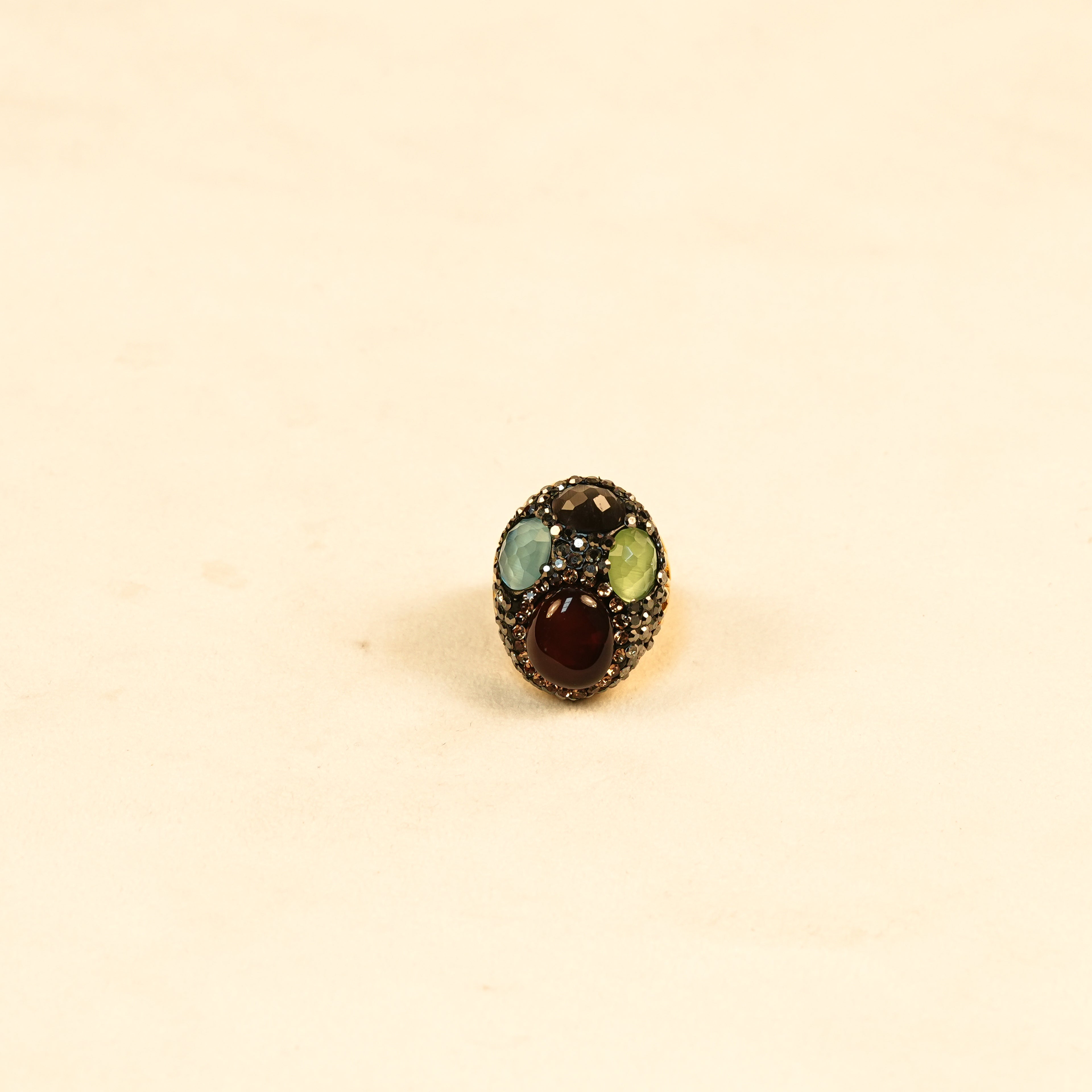 Aanura Gold Stainless Steel Multi-Stone Statement Ring