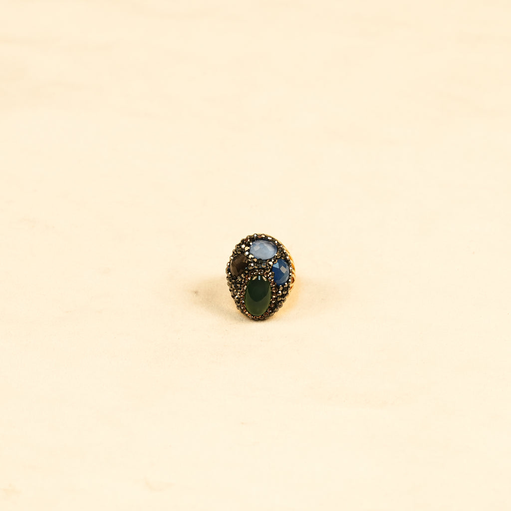 Aanura Gold Stainless Steel Multi-Stone Statement Ring