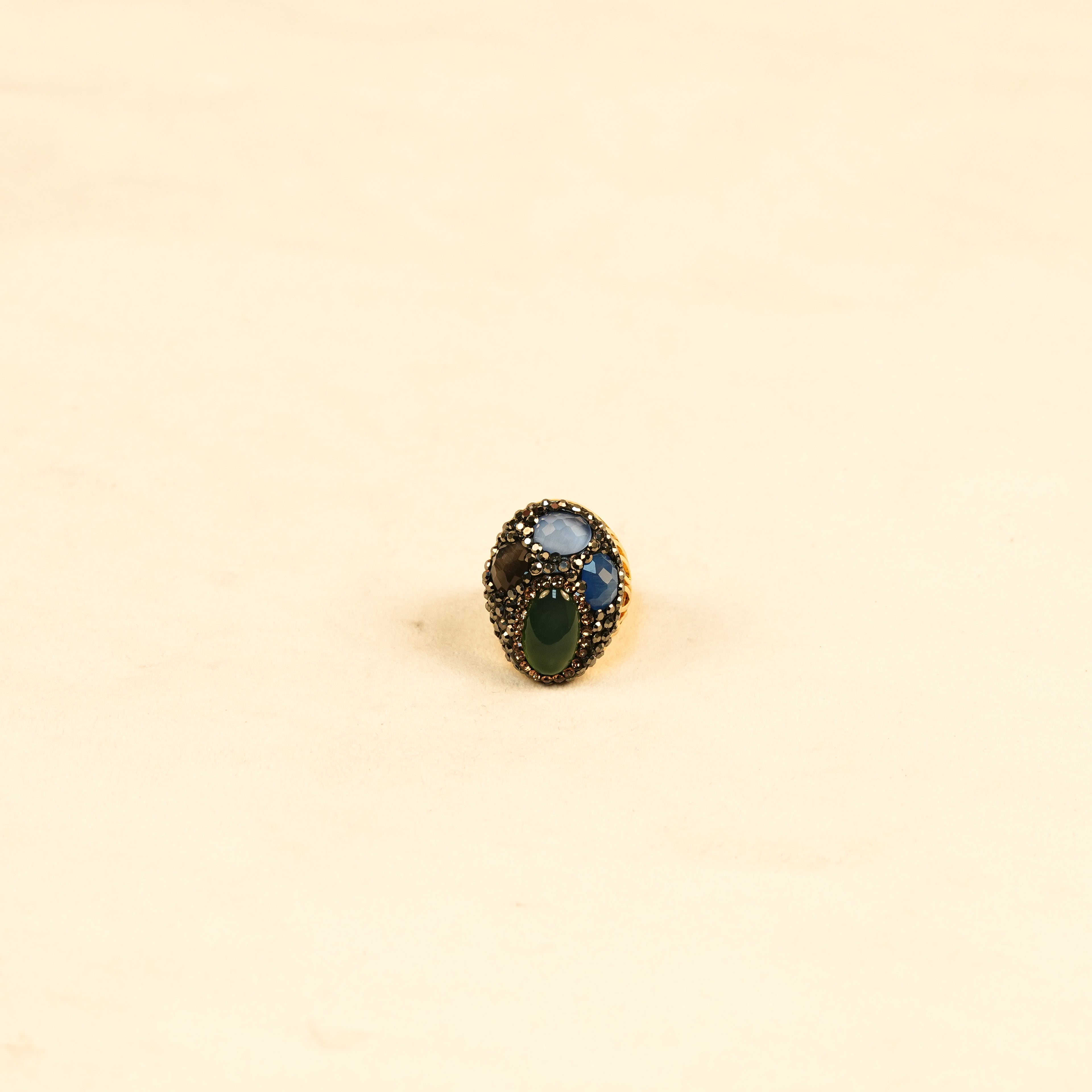 Aanura Gold Stainless Steel Multi-Stone Statement Ring