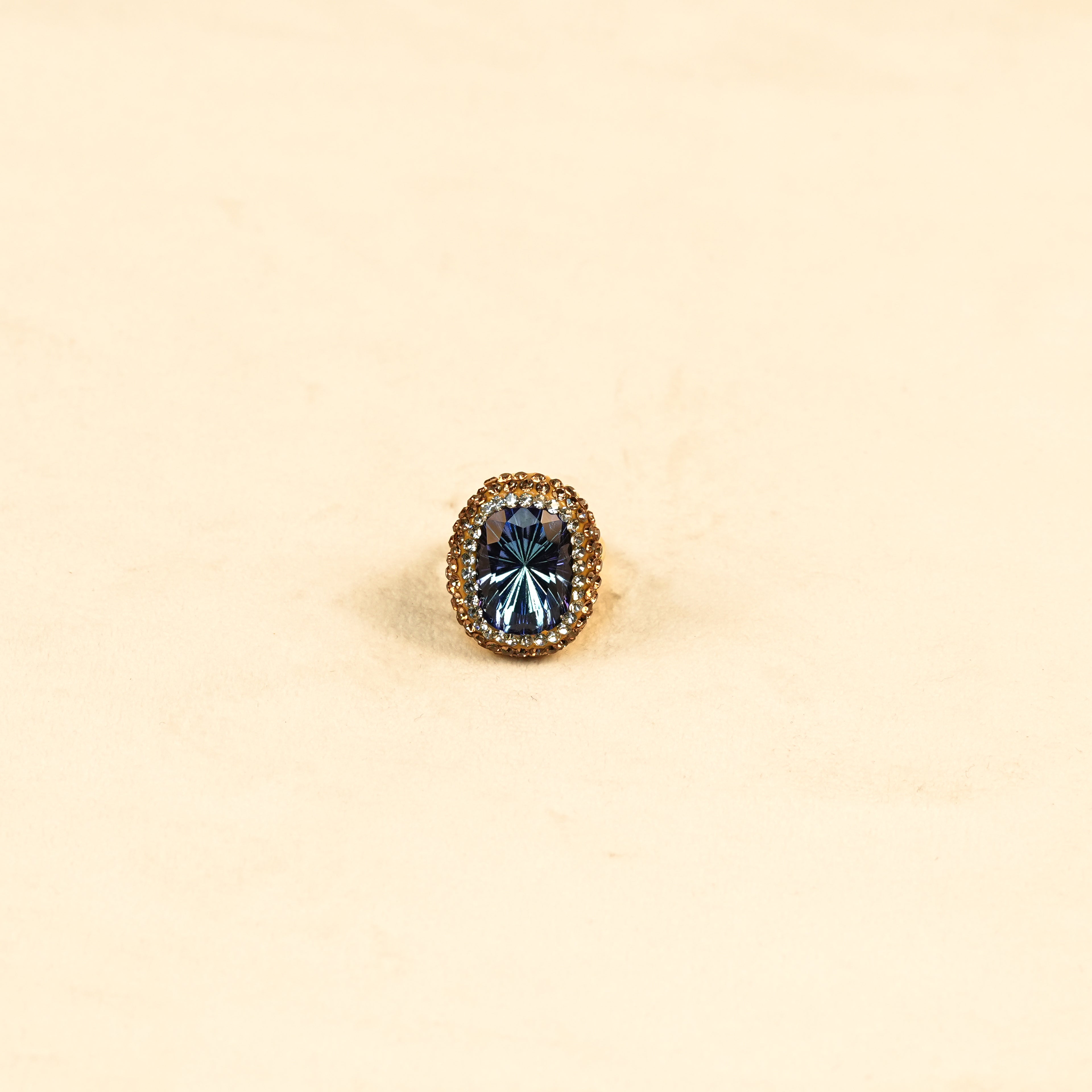18K Gold Plated Crystal Statement Anti-Tarnish Waterproof Ring