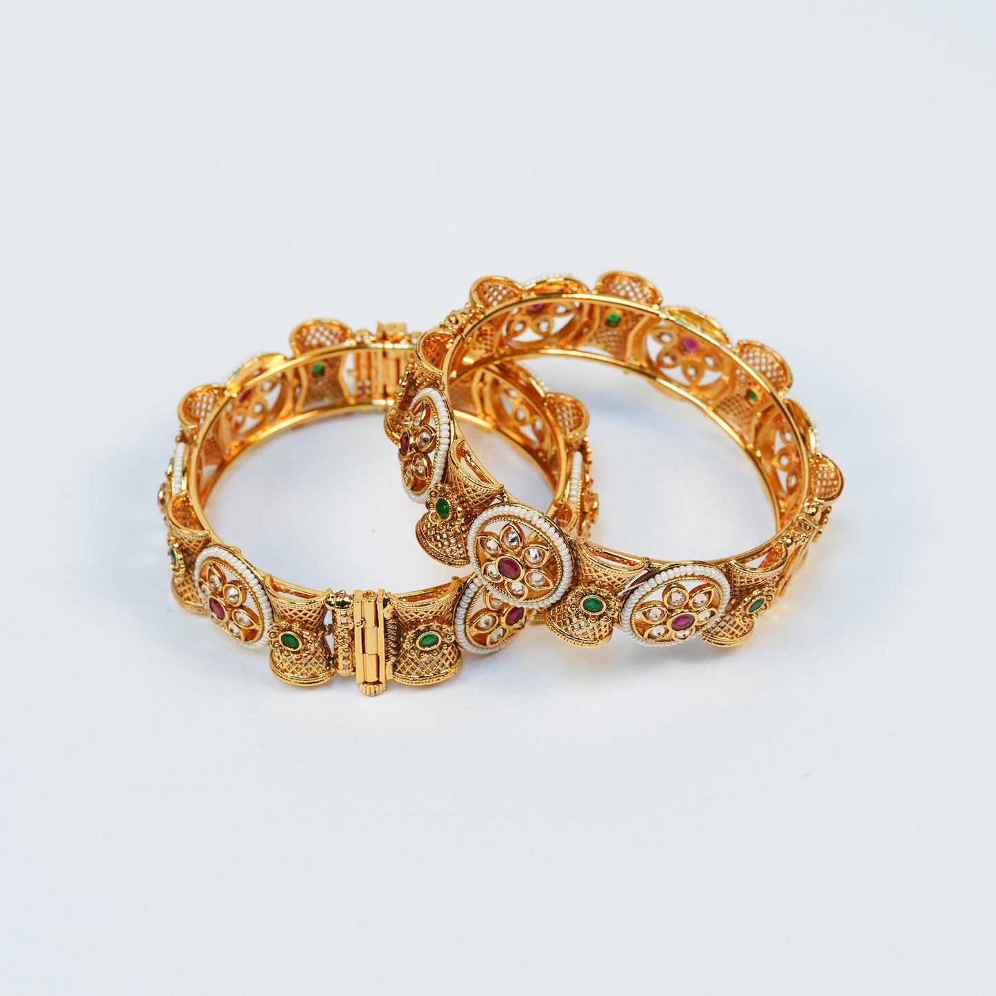 Aanura Gold Plated Heritage Stone Bangle Bracelet
