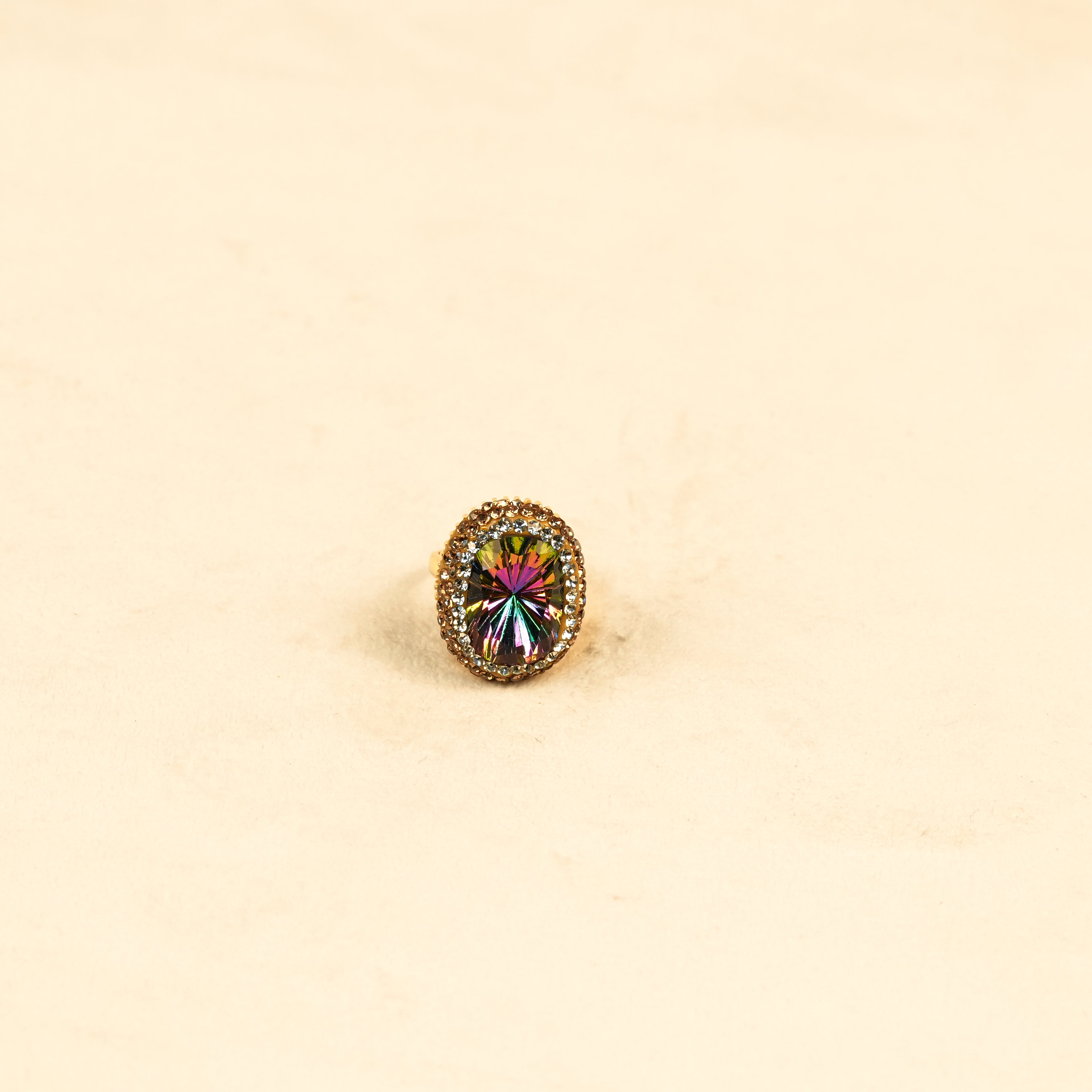 18K Gold Plated Crystal Statement Anti-Tarnish Waterproof Ring