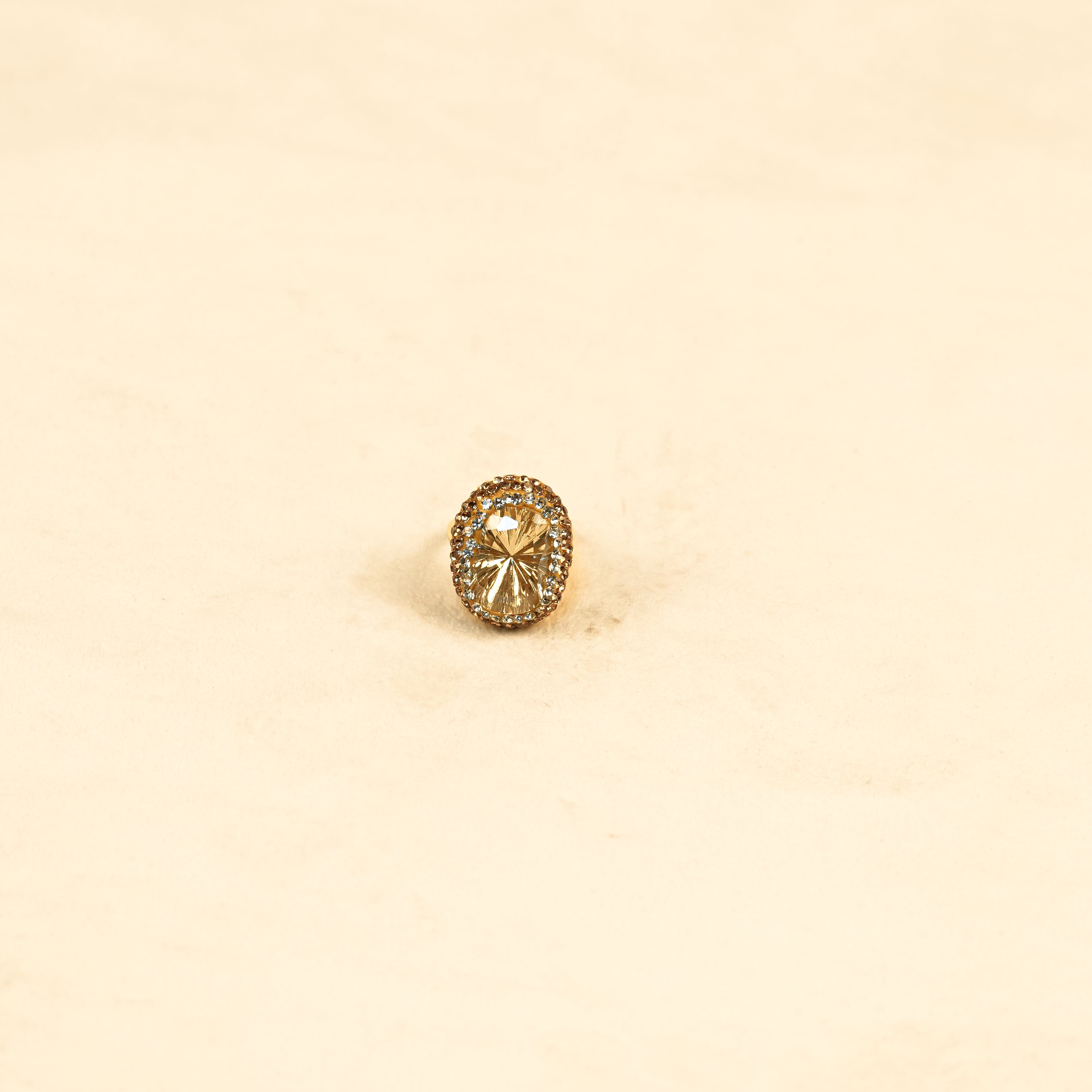 18K Gold Plated Crystal Statement Anti-Tarnish Waterproof Ring