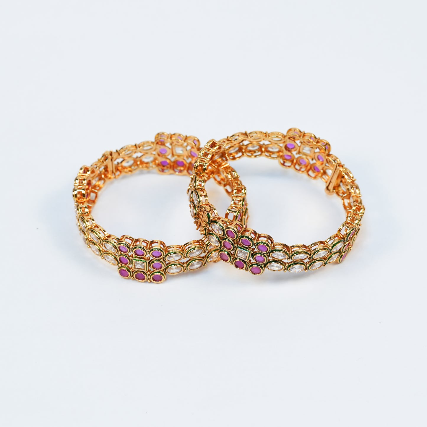 Aanura Gold Plated Regal Stone Bangle Bracelet