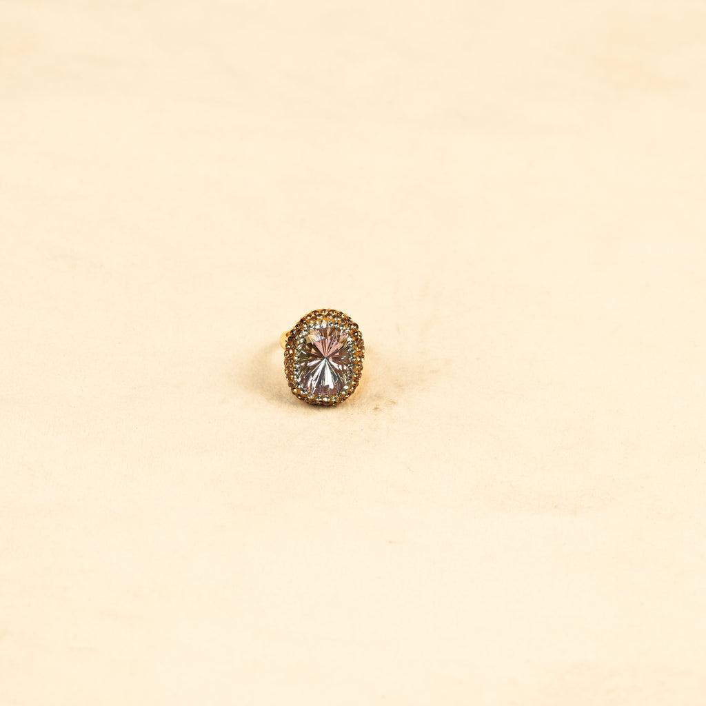 18K Gold Plated Crystal Statement Anti-Tarnish Waterproof Ring