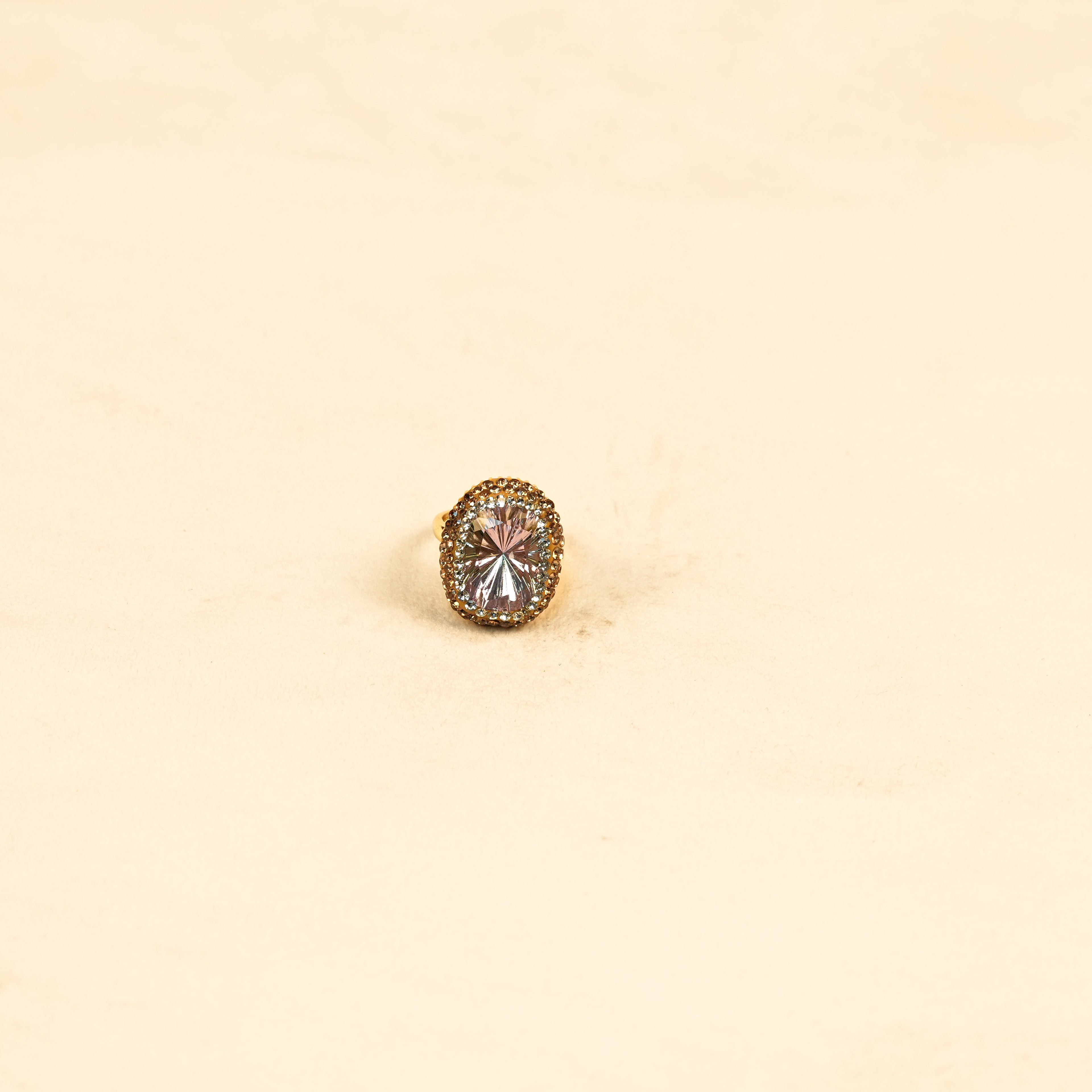 18K Gold Plated Crystal Statement Anti-Tarnish Waterproof Ring