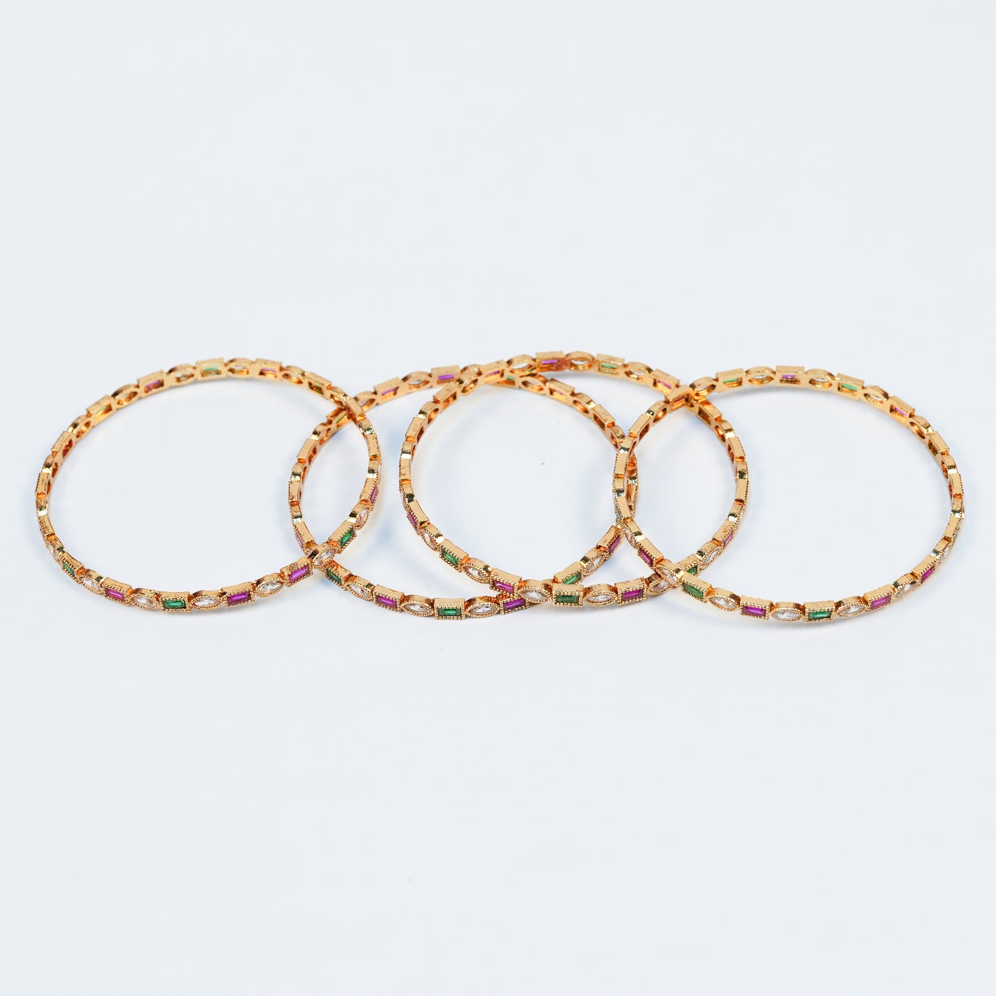 Aanura Gold Plated Multistone Slim Bangle