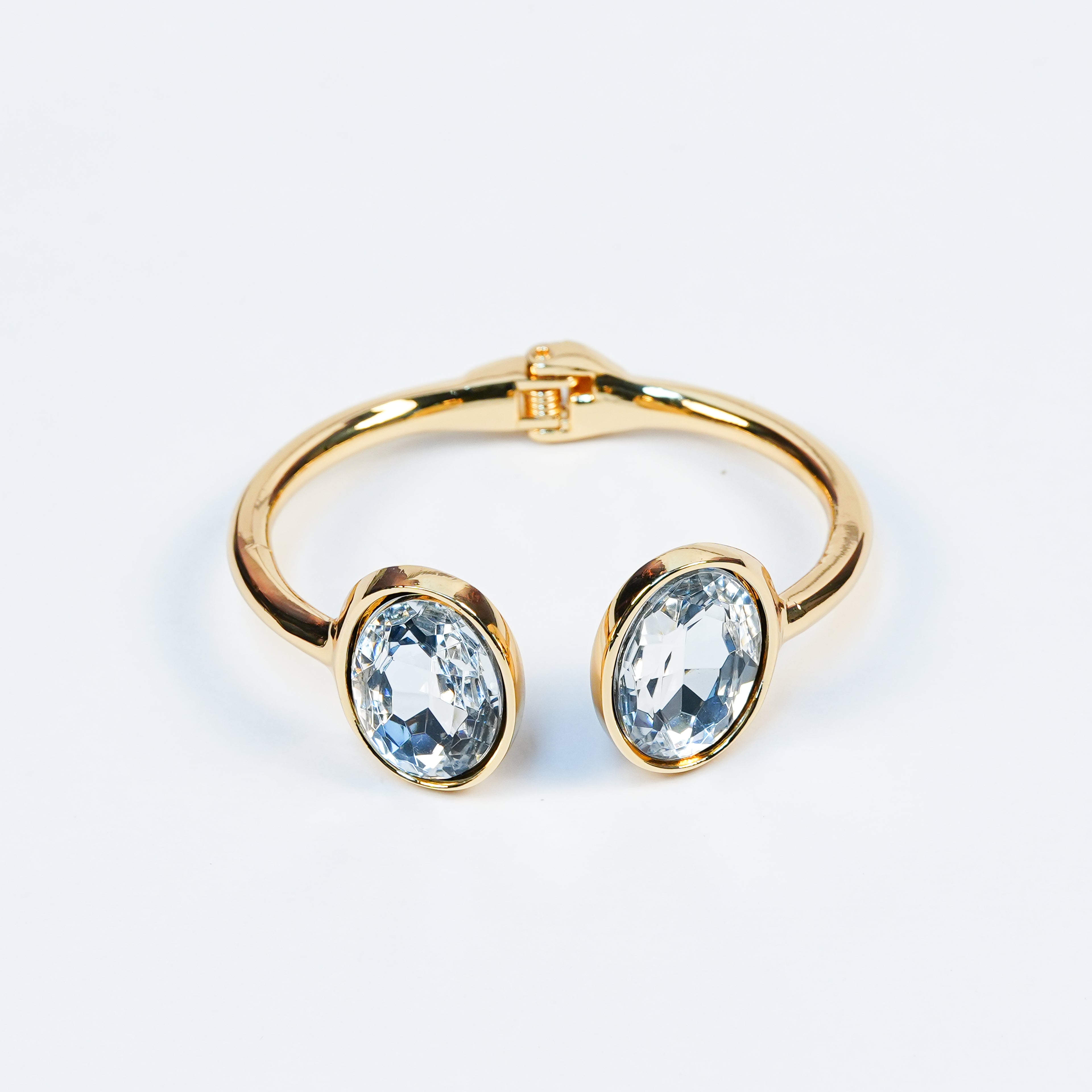 Aanura Gold Stainless Steel Dual-Stone Bangle Bracelet