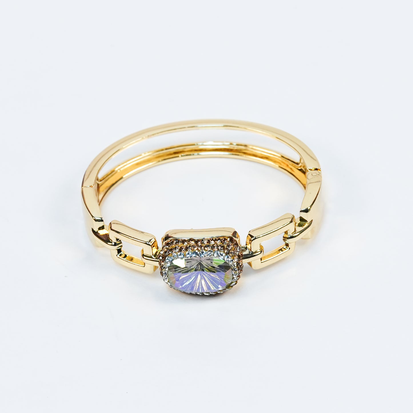 Aanura Gold Stainless Steel Crystal Bangle Bracelet