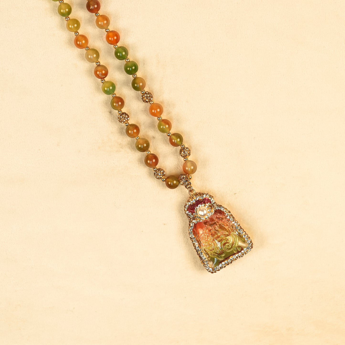 Aanura Gold Beaded Pendant Necklace