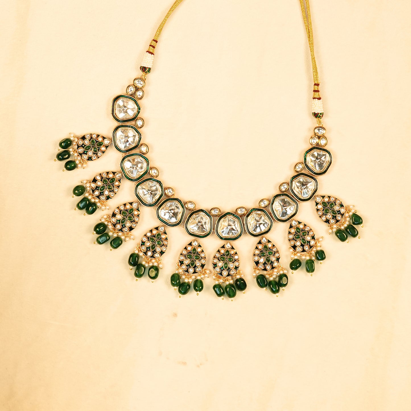 Aanura Gold Traditional Necklace Set With Earrings