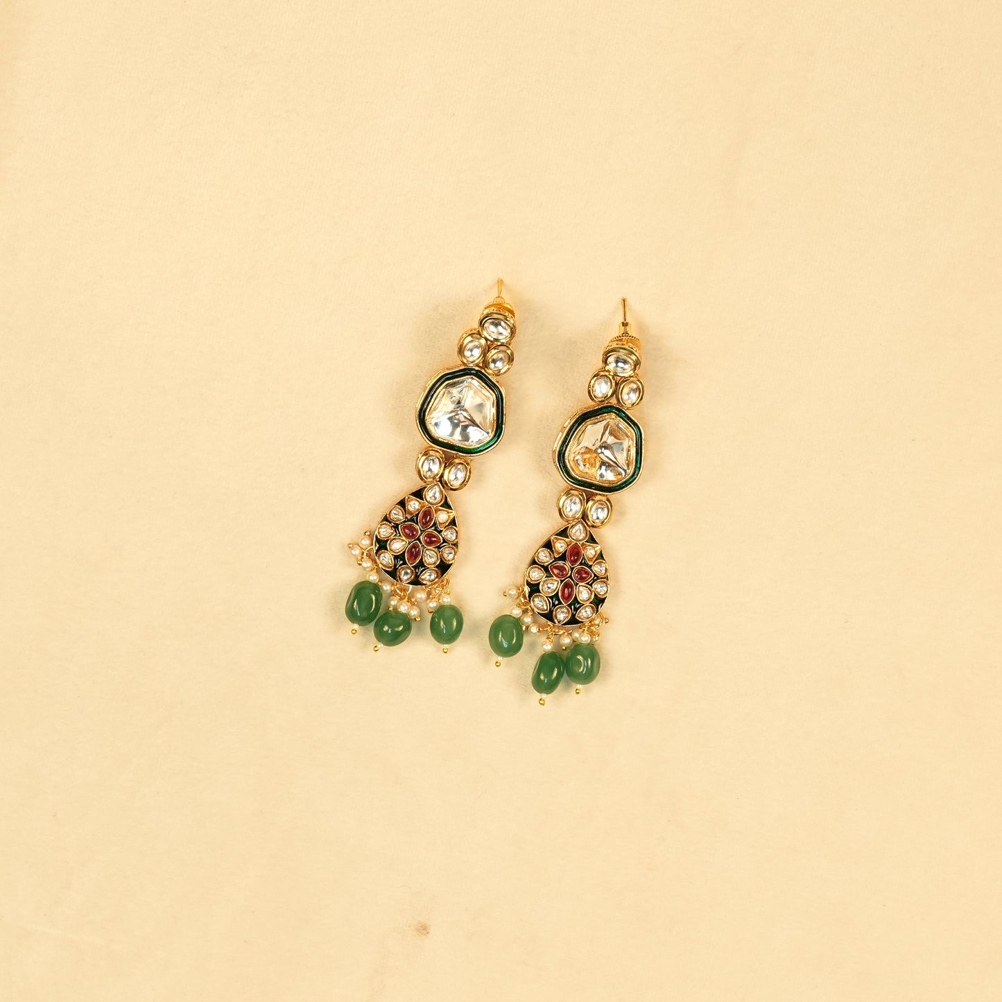 Aanura Gold Traditional Necklace Set With Earrings