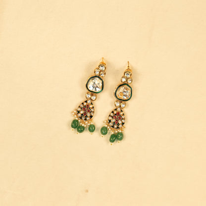 Aanura Gold Traditional Necklace Set With Earrings