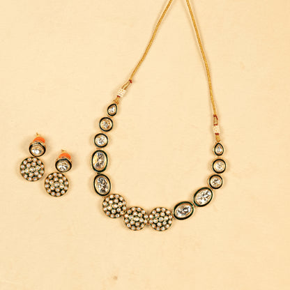 Aanura Gold Traditional Necklace & Earring Set