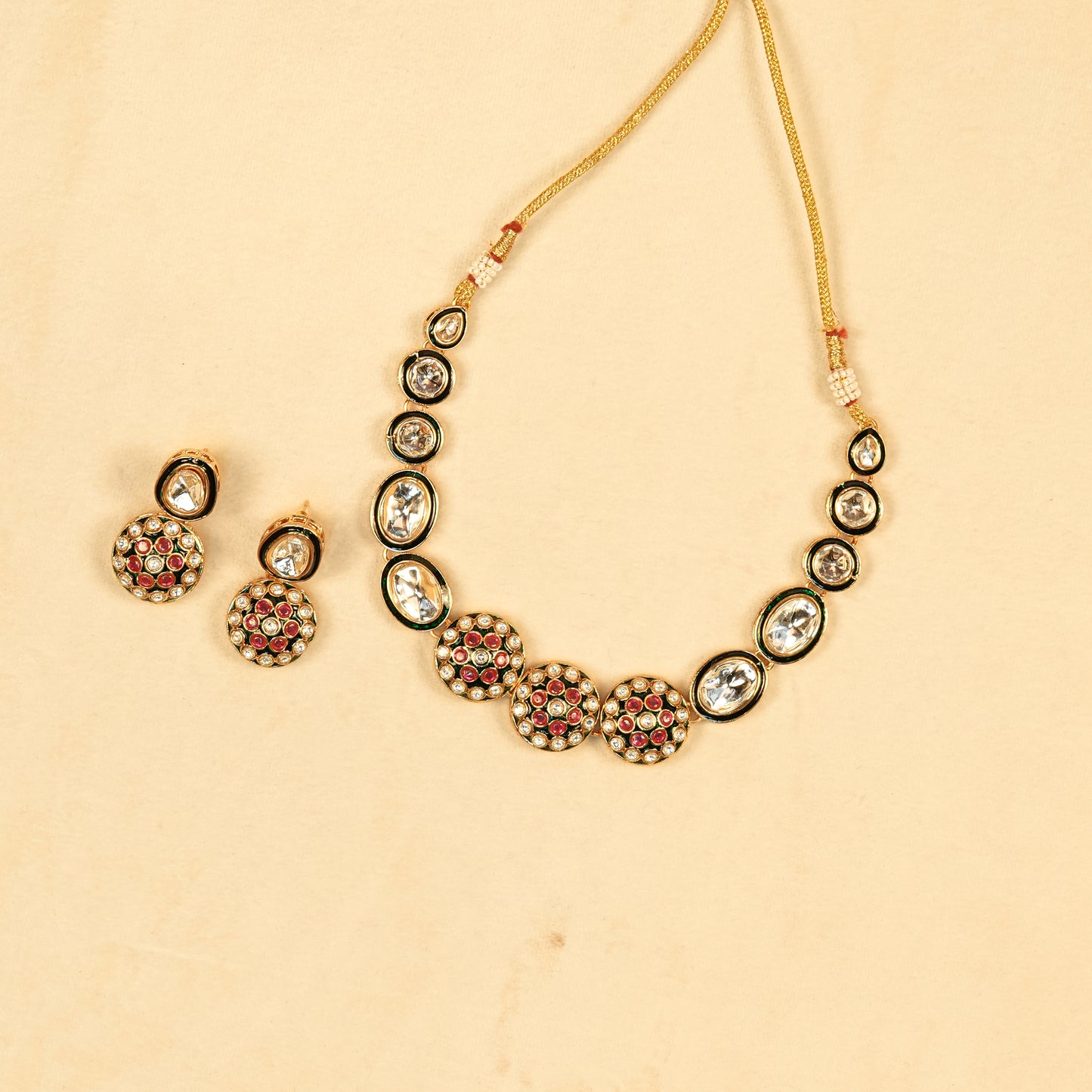 Aanura Gold Traditional Necklace & Earring Set