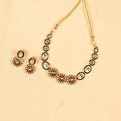 Aanura Gold Traditional Necklace & Earring Set