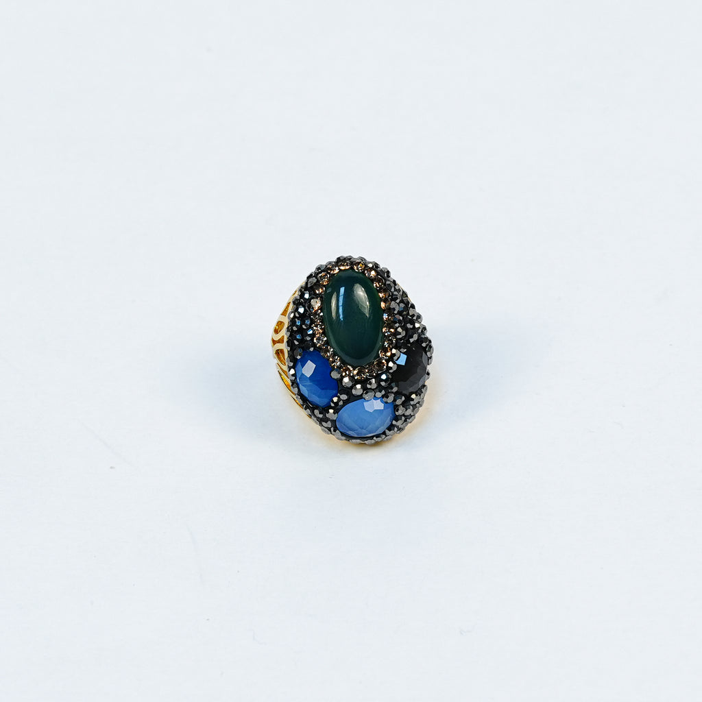 Aanura Gold Stainless Steel Multi-Stone Statement Ring