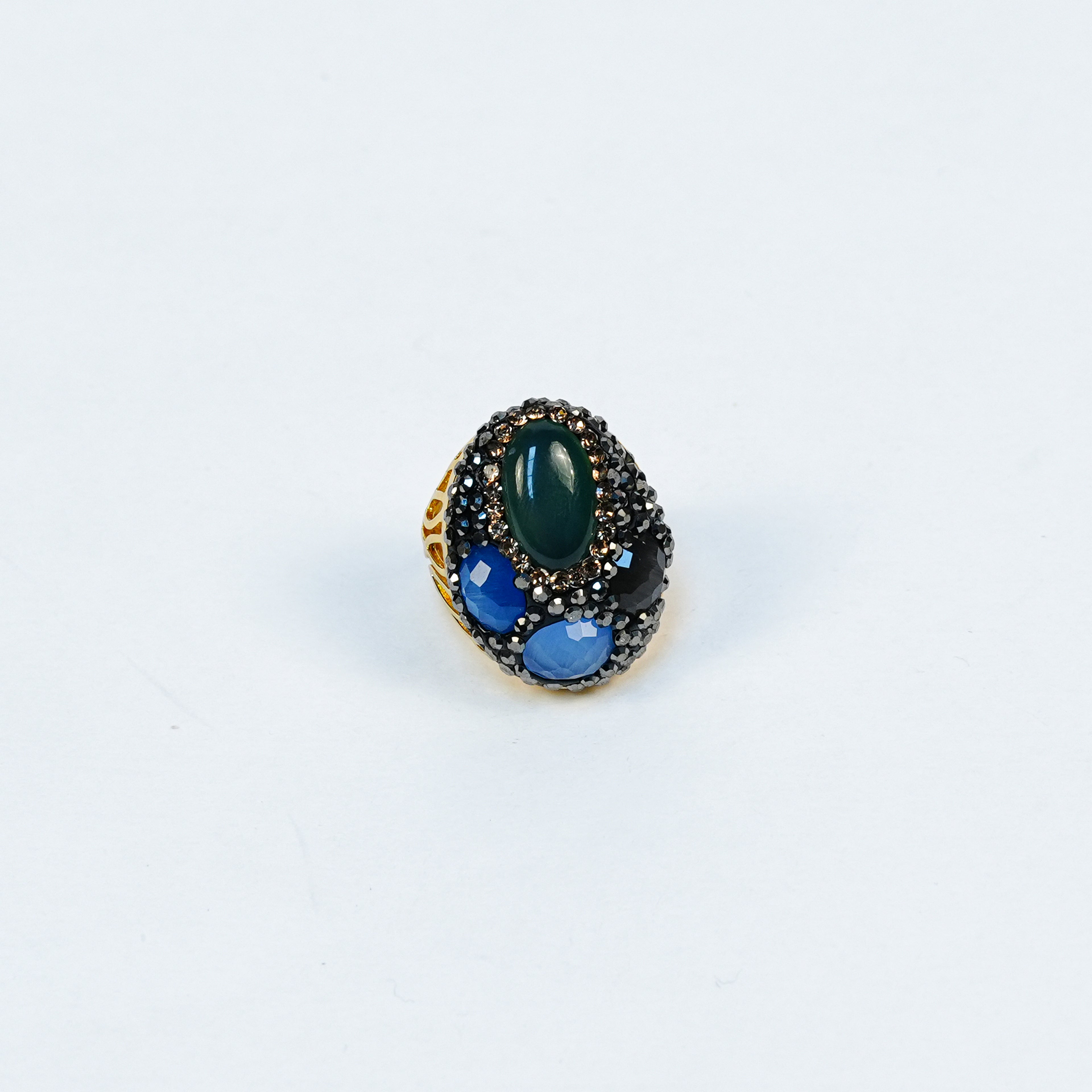 Aanura Gold Stainless Steel Multi-Stone Statement Ring