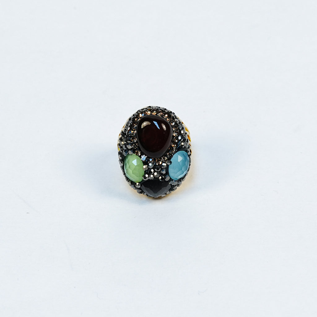 Aanura Gold Stainless Steel Multi-Stone Statement Ring