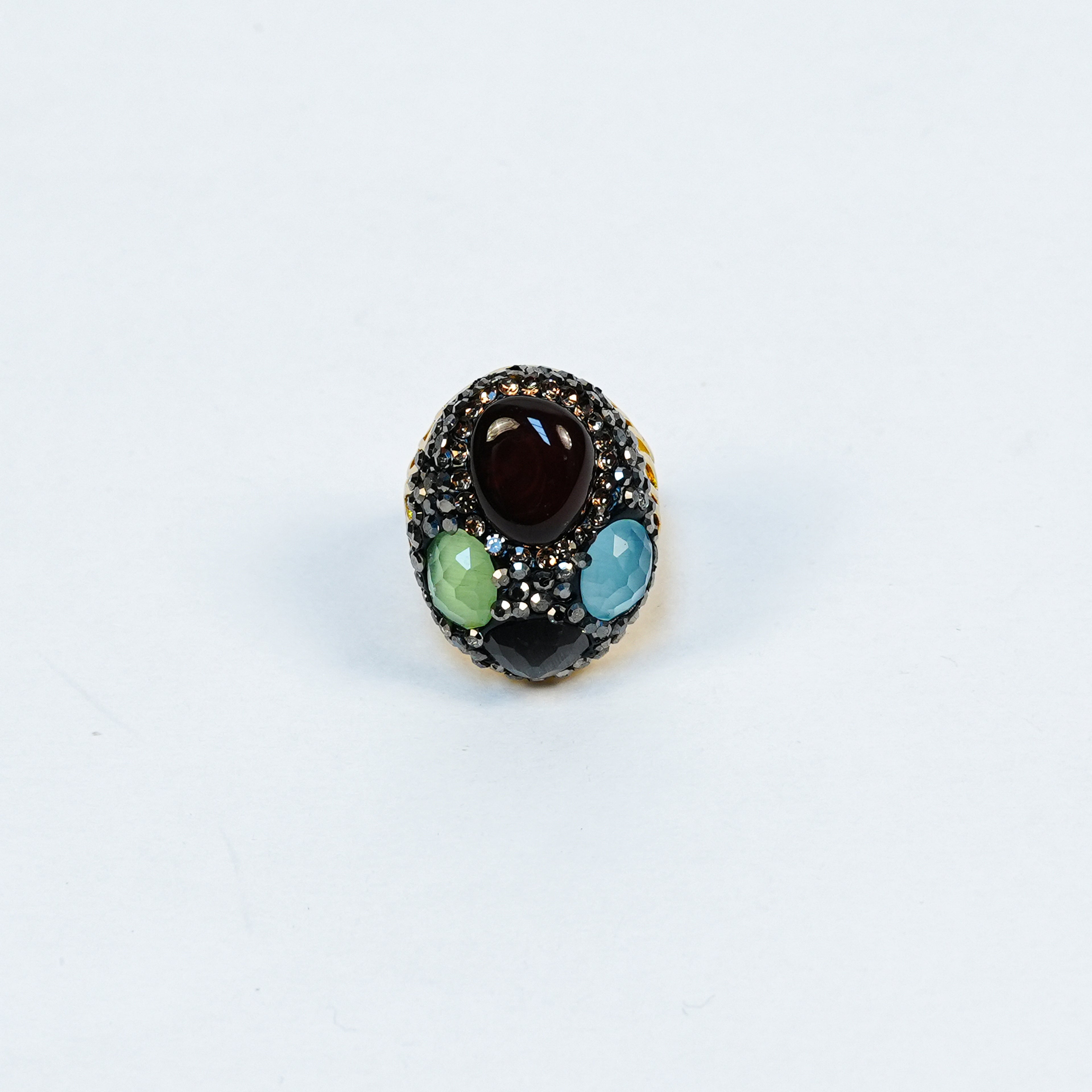 Aanura Gold Stainless Steel Multi-Stone Statement Ring