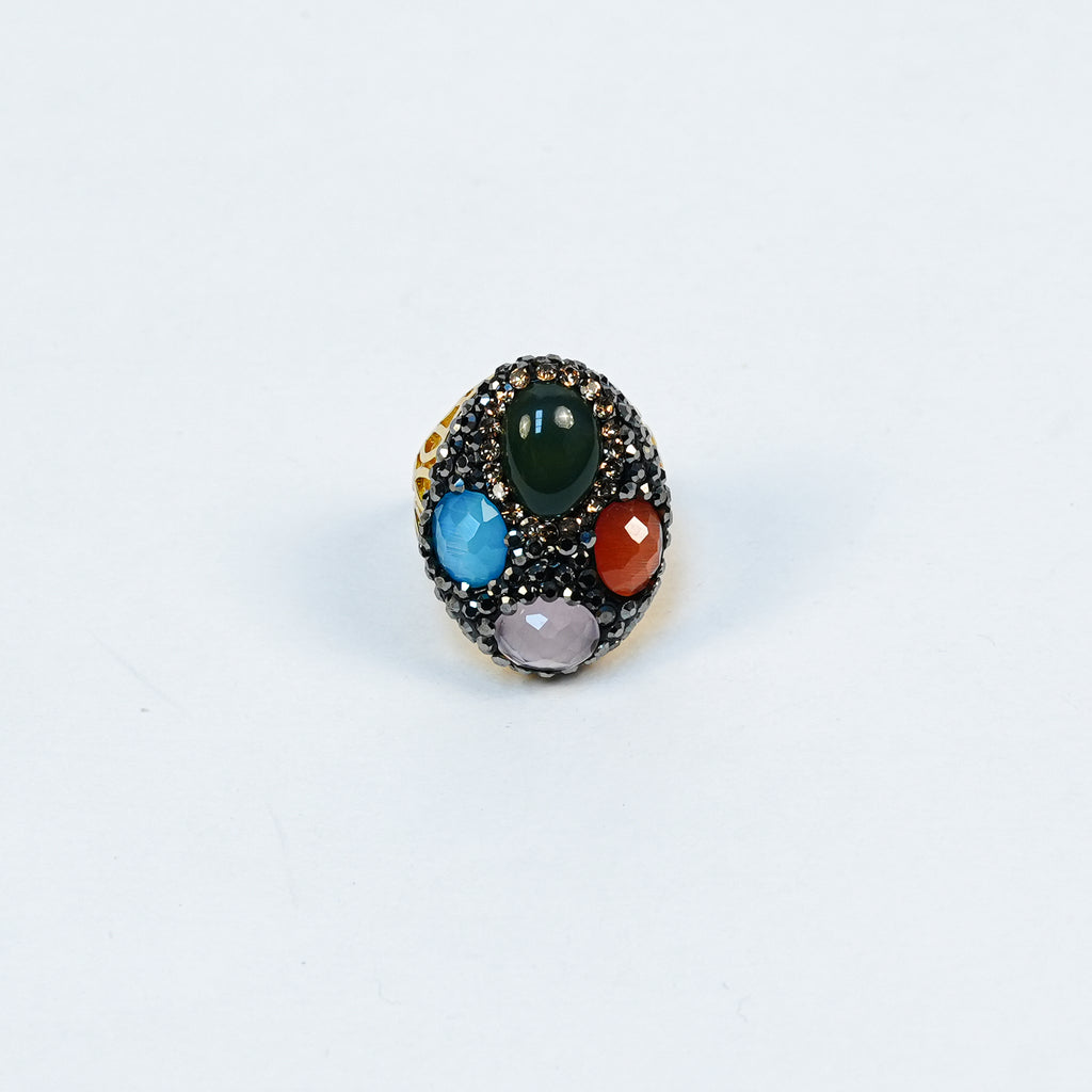 Aanura Gold Stainless Steel Multi-Stone Statement Ring