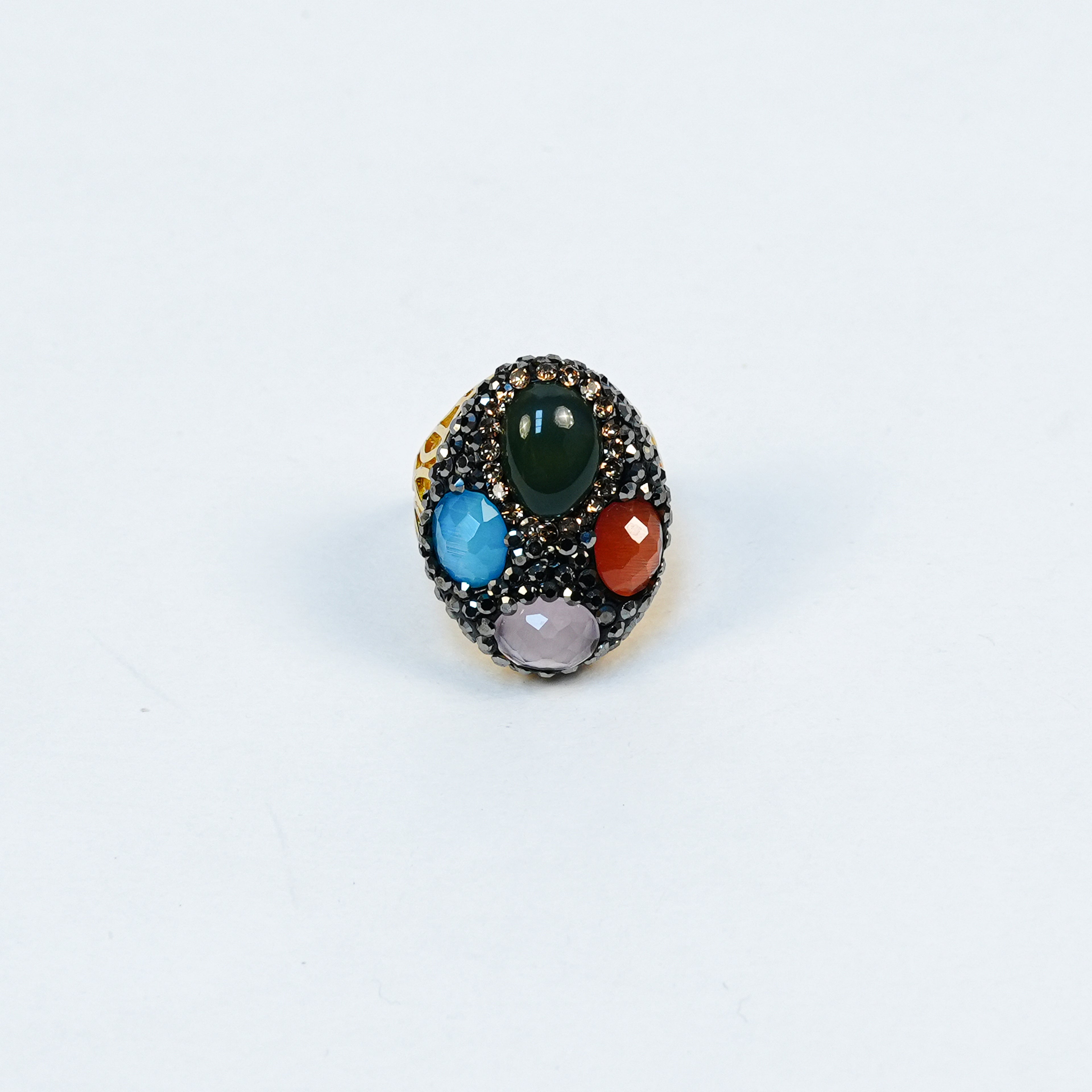 Aanura Gold Stainless Steel Multi-Stone Statement Ring