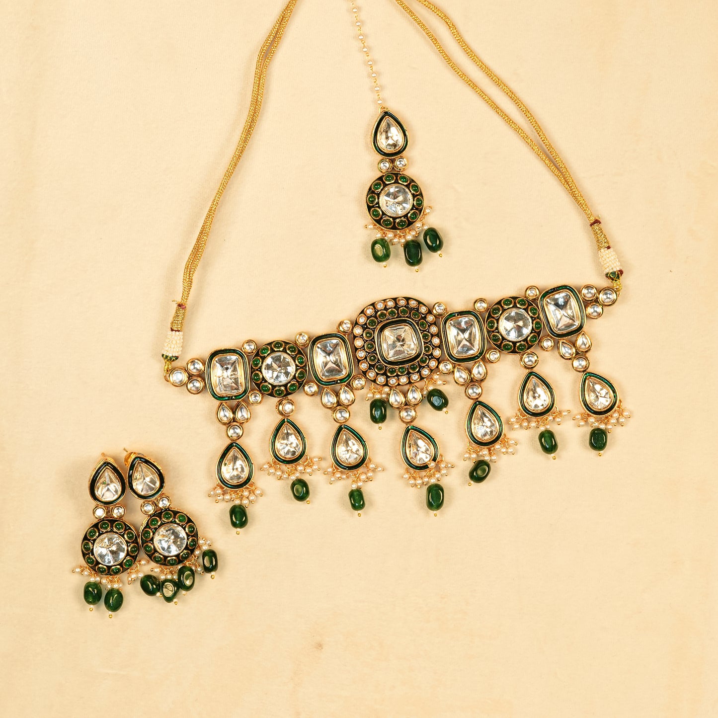 Aanura Gold Plated Traditional Necklace & Earring Set