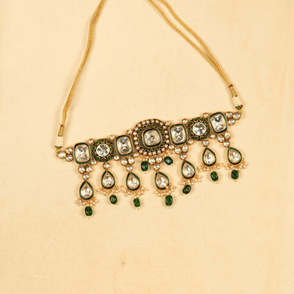 Aanura Gold Plated Traditional Necklace & Earring Set