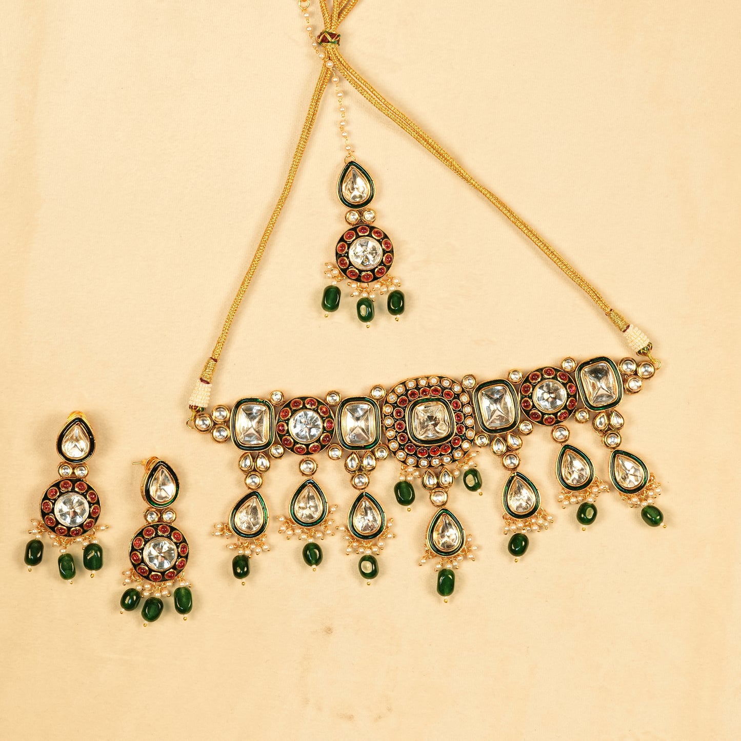 Aanura Gold Plated Traditional Necklace & Earring Set