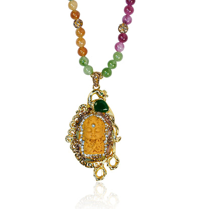 Aanura Beaded Pendant Necklace With Stainless Steal