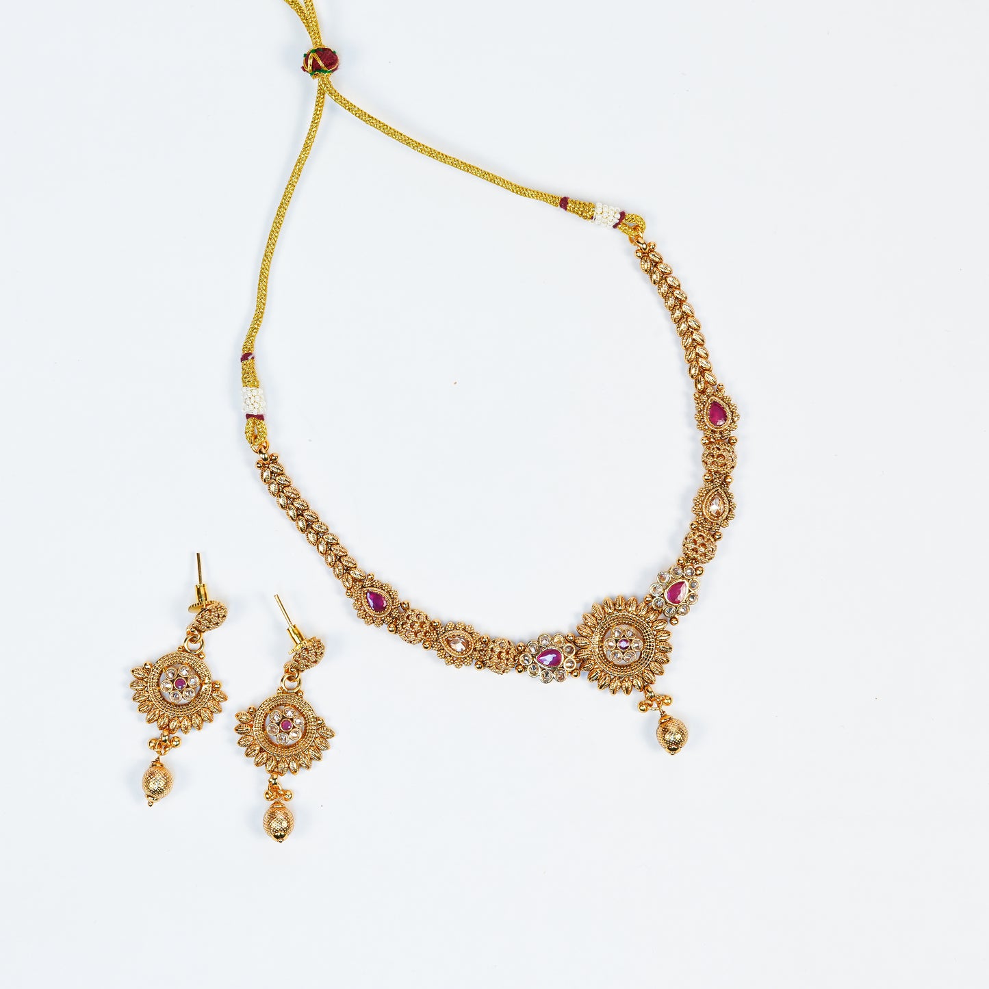 Aanura Gold Plated Sunburst Necklace Set