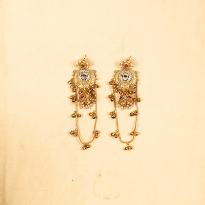 Aanura Gold Plated Temple Statement Earrings